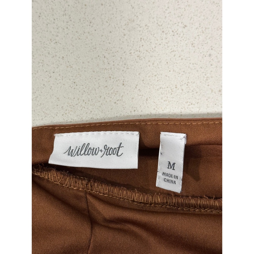 Willow + Root Med Rust Brown Bubble Hem Peplum Camisole Top Square Neck Softgirl - Picture 3 of 5